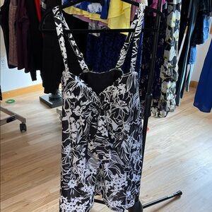 Black and White Floral Women Swim One Piece